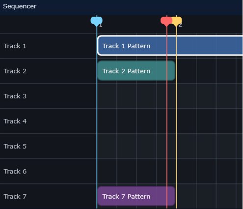 Mutagen sequencer lanes with pattern clips and transport locators