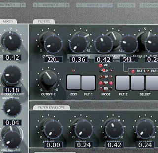 Virus Synth filter and effects section