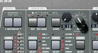 Virus Synth modulation area with LFO controls