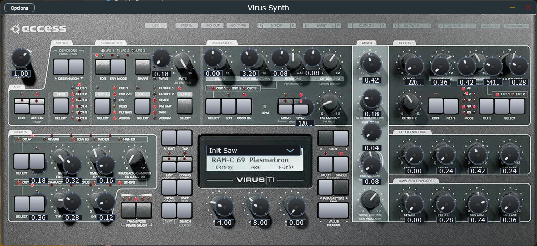 Virus Synth editor overview